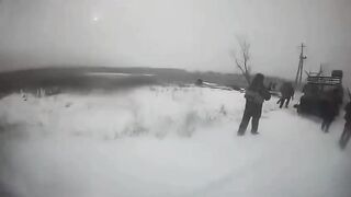 The camera recorded the arrival of a UA drone targeting a group of RU fascists