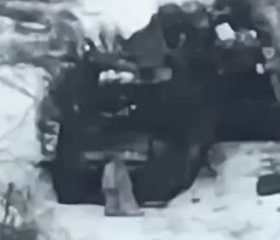 The Orc hid under damaged equipment, but the drone got him there too