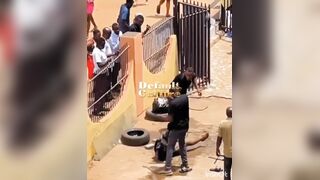 Phone Thief Flogged By Angry Nigerians