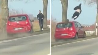 Erratic Driver Veers Off Road, Seriously Injures Young Man on E-Scooter on Sidewalk