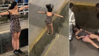 Desperate Young Woman Plunges from Bridge onto Busy Highway Before Shocked Crowd