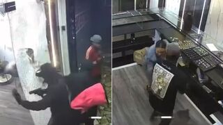 Masked Gunmen Unleash Chaos: Intense Shootout and Armed Robbery at Jewelry Store