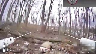 Longer version of the russian without pants getting hit by an FPV in the butt.
