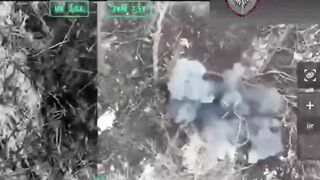 Longer version of the russian without pants getting hit by an FPV in the butt.