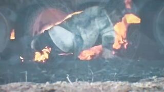 Russian burning alive
