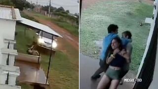 Drives Car Into Wife, Gets Out and Tries to Strangle Her in Broad Daylight