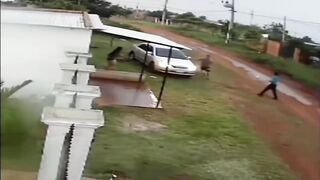 Drives Car Into Wife, Gets Out and Tries to Strangle Her in Broad Daylight