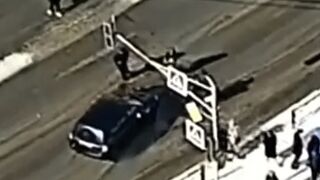 Driver failed to notice a crowd of pedestrians and struck a man
