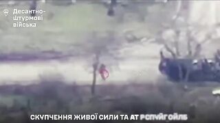 Ukrainian Air Assault Forces struck a Russian column with drones and HIMARS
