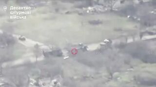 Ukrainian Air Assault Forces struck a Russian column with drones and HIMARS