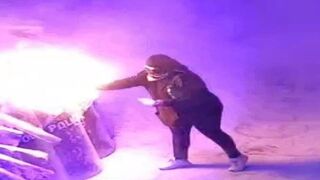 Woman Sets Riot Police Ablaze During Women's Day March in Mexico