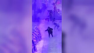 Woman Sets Riot Police Ablaze During Women's Day March in Mexico