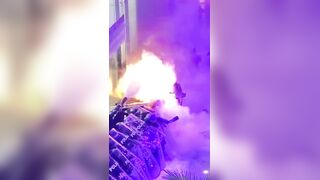Woman Sets Riot Police Ablaze During Women's Day March in Mexico