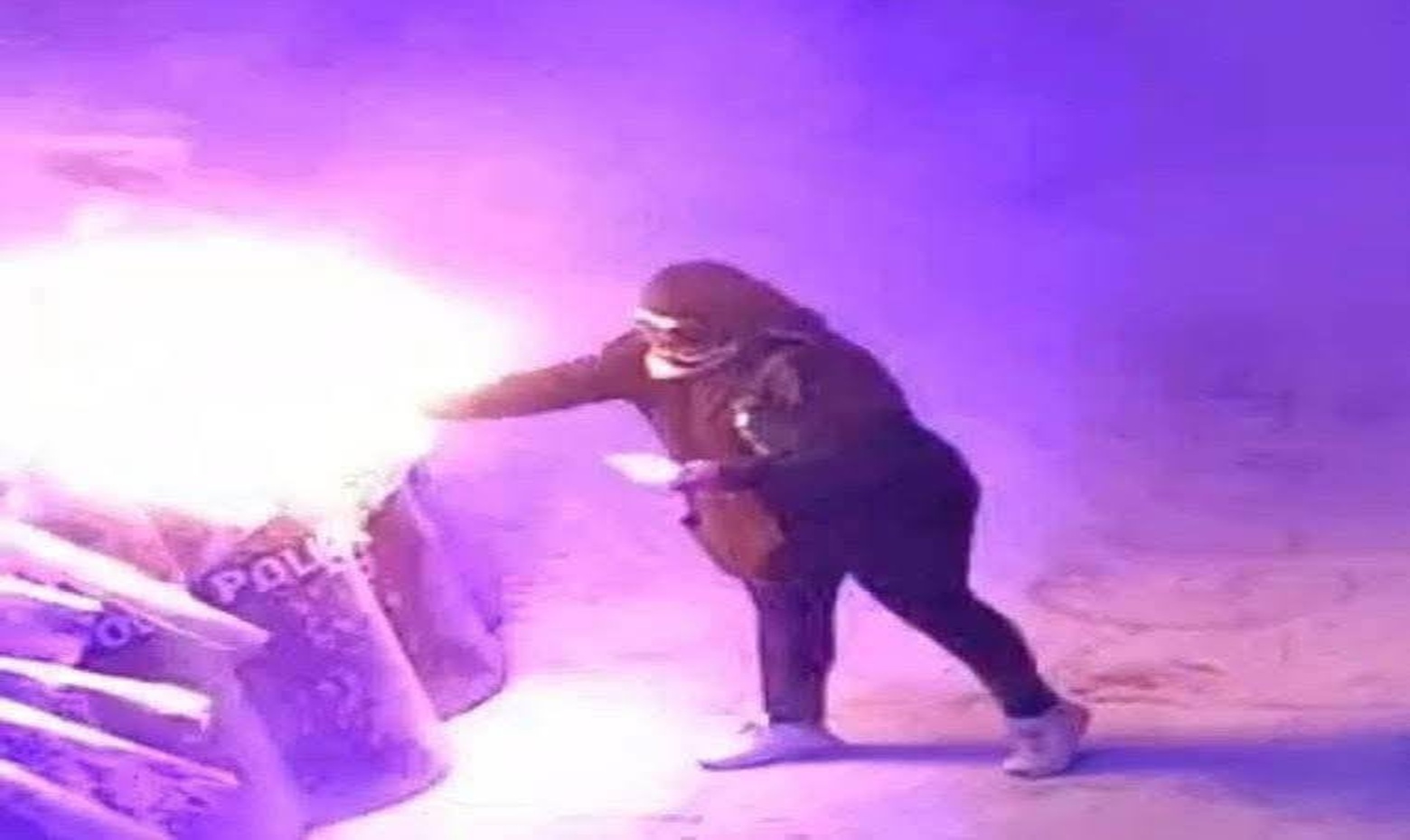 Woman Sets Riot Police Ablaze During Women's Day March in Mexico