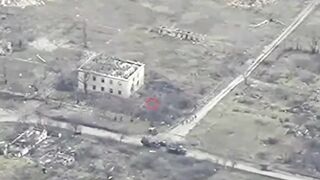 A HIMARS multiple launch rocket system covers a concentration of RU infantry