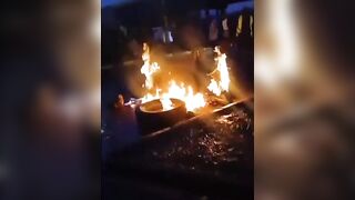 Thief Set Ablaze by Mob, Still Moving Until They Crush His Head with Boulder