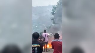 Captured Bandit Burned Alive By Community