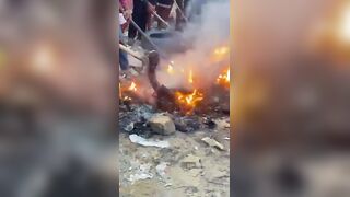 Captured Bandit Burned Alive By Community