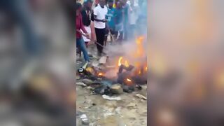 Captured Bandit Burned Alive By Community