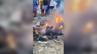 Captured Bandit Burned Alive By Community