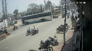Woman Knocked, Killed By Bus On The Busy Road In India