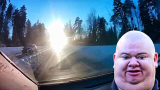 Well Whaddaya Know!  Dazzled Russian Birdbrain Crashes. Co-Driver in Serious PAIN!