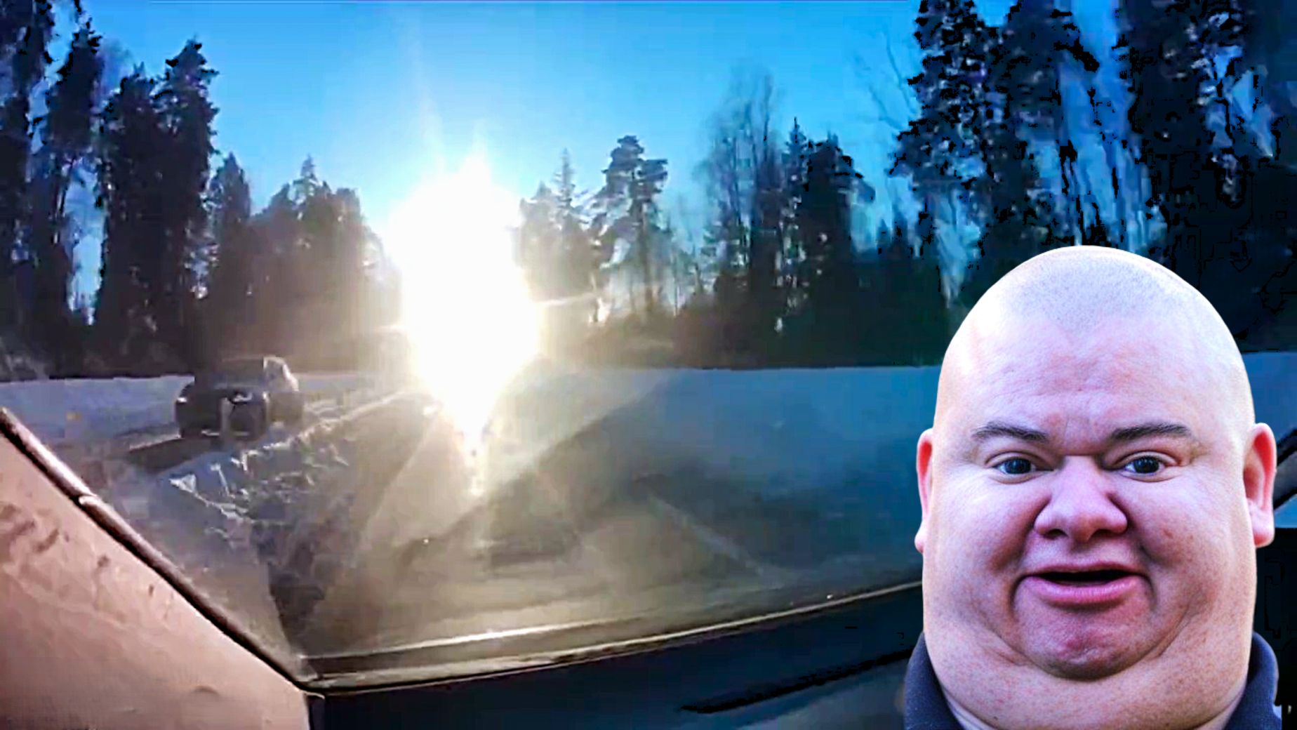 Well Whaddaya Know!  Dazzled Russian Birdbrain Crashes. Co-Driver in Serious PAIN!