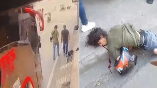 Bus Strikes Dude After Motorcycles Block Entire Sidewalk, Pushing Walker into Traffic