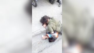 Bus Strikes Dude After Motorcycles Block Entire Sidewalk, Pushing Walker into Traffic