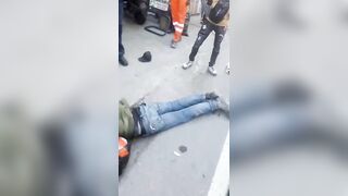Bus Strikes Dude After Motorcycles Block Entire Sidewalk, Pushing Walker into Traffic