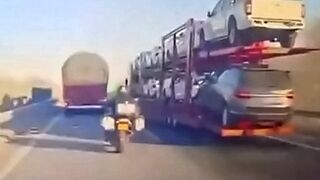 A truck driver in China deliberately hit a motorcyclist