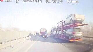 A truck driver in China deliberately hit a motorcyclist