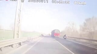 A truck driver in China deliberately hit a motorcyclist
