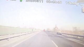 A truck driver in China deliberately hit a motorcyclist