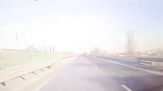 A truck driver in China deliberately hit a motorcyclist