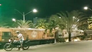 A Disturbed Man Ignores Blasting Horn and Gets Smashed by Freight Train