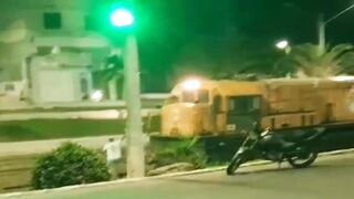 A Disturbed Man Ignores Blasting Horn and Gets Smashed by Freight Train