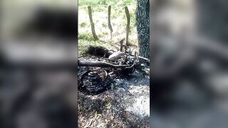 Motorbiker Burnt To Ashes