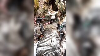 Providing first aid and evacuating a wounded soldier