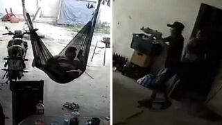 Man Mowed Down by Assault Rifles While Swinging in Hammock