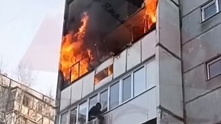 Man tries to escape fire in Kazan