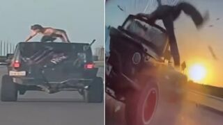 From Roof Dancing to Road Ejection: Jeep Passenger Hurled in Brutal Tesla Impact