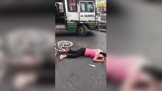 Woman Killed By The Bus, Left With A Brain Ejected