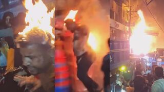People In Flames After Massive Fire Breaks Out Inside Indian Market In Indonesia
