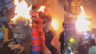 People In Flames After Massive Fire Breaks Out Inside Indian Market In Indonesia