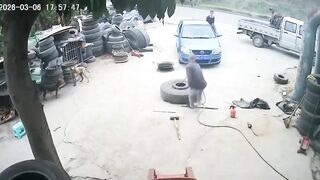 Old Man Critically Injured By Tire Explosion