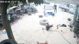 Old Man Critically Injured By Tire Explosion