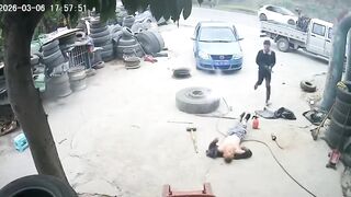 Old Man Critically Injured By Tire Explosion