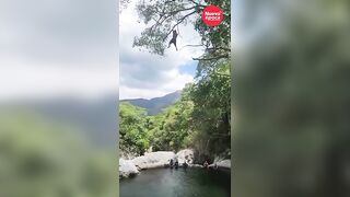 Dude Critically Injured After Tree Branch Hook Snaps During 10-Meter River Jump Attem