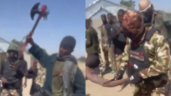 Nigerian Soldiers Having Fun With Killed Boko Haram Terrorist
